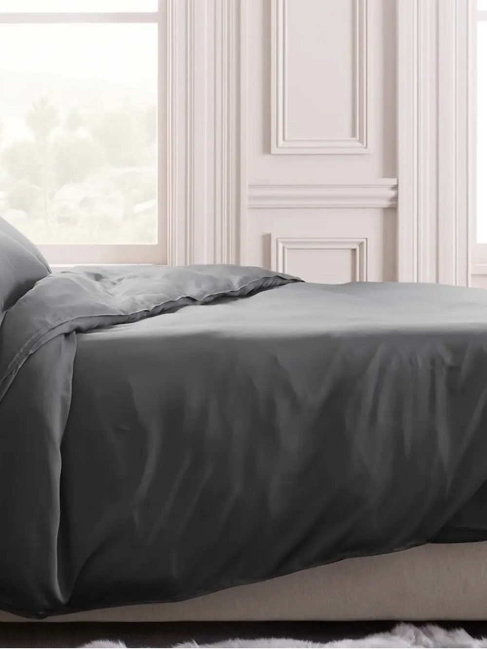NWOT Quince Organic Bamboo 1 Piece Duvet Cover, King/Cal (Charcoal)